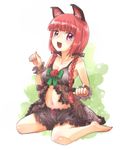  :3 :d animal_ears babydoll bangs bare_arms bare_legs bare_shoulders barefoot black_bloomers bloomers blunt_bangs bow braid breasts cat_ears cleavage clenched_hands collarbone commentary_request extra_ears eyebrows_visible_through_hair frills full_body hair_ribbon kaenbyou_rin looking_at_viewer low_twintails medium_breasts midriff nail_polish navel nibi open_mouth paw_pose pink_nails red_eyes red_hair ribbon scrunchie sitting smile solo touhou twin_braids twintails underwear underwear_only wariza wrist_scrunchie 