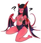  ? armpits black_hair breasts briefs clothed clothing demon evdokiya female green_eyes hair horn humanoid lingerie monster monster_girl_(genre) navel red_skin simple_background slugbox solo succubus underwear white_background wings 