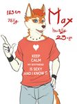  anthro canine clothed clothing dog english_text husky looking_at_viewer male mammal mishabahl open_mouth solo standing text 