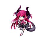 blush chibi fate/extra fate/extra_ccc green_eyes happy horns kuena lancer_(fate/extra) long_hair pink_hair warrior 