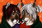  &lt;3 ambiguous_gender anthro cigarette clothed clothing duo feline fur hair mammal mishabahl smile 