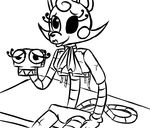  2015 2_heads animatronic anthro black_and_white canine exposed_endoskeleton female five_nights_at_freddy&#039;s five_nights_at_freddy&#039;s_2 fox inkyfrog machine mammal mangle_(fnaf) monochrome multi_head robot simple_background sitting smile solo video_games white_background 