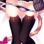  animal_band_legwear bad_id bad_pixiv_id bed_sheet black_legwear black_skirt bow bow_panties brown_hair cat_band_legwear cat_tail close-up comiket comiket_91 commentary_request dakimakura fingernails frilled_skirt frills grey_sweater groin hands knees_together_feet_apart lace lace-trimmed_panties liliko_(ooji_cha) long_hair long_sleeves lying microskirt on_back ooji_cha original panties panty_pull polka_dot_skirt purple_panties pussy_peek red_bow ribbed_sweater shiny shiny_clothes shiny_skin skindentation skirt sleeves_past_wrists solo striped striped_bow sweater tail tail_bow thigh_gap thighhighs thighs underwear very_long_hair 