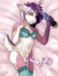  after_masturbation animal_genitalia animal_penis anthro cervine clothed clothing collar crossdressing deer dildo equine_penis girly half-erect looking_at_viewer lube male mammal mishabahl penis sex_toy smile solo vein 