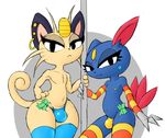  anthro armpits bulge clothing ear_piercing feline ikiki leggings legwear male mammal meowth money nintendo nipples piercing pok&eacute;mon pole sneasel stripper_pole video_games 