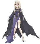  black_gloves black_panties cape card_holster caster caster_(cosplay) choker cosplay dress eyebrows_visible_through_hair fate/kaleid_liner_prisma_illya fate_(series) full_body gloves highres holster illyasviel_von_einzbern legs long_hair looking_at_viewer panties purple_dress red_eyes side-tie_panties silver_hair solo standing thigh_holster underwear 