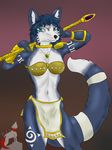  anthro armpits blue_fur bra breasts cane clothing digital_media_(artwork) female fur hair krystal mammal neckroo nintendo simple_background star_fox underwear uniform video_games white_fur 