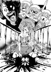  &gt;_&lt; 2017 4girls :d afro arms_up ascot blackcat_(pixiv) blood blood_on_face blood_splatter bloody_clothes bloody_hands closed_eyes crazy_eyes crazy_smile crossed_arms crossover crystal d; dated dual_persona english eyebrows_visible_through_hair face facepaint fangs flandre_scarlet four_of_a_kind_(touhou) full_body greyscale guro hat hat_ribbon head_tilt highres intestines laevatein looking_at_viewer mcdonald's meme mob_cap monochrome multiple_girls o_o one_eye_closed open_mouth own_hands_together ran_ran_ru reaching_out ribbon ronald_mcdonald shaded_face sharp_teeth short_sleeves side_ponytail skirt skirt_set slit_pupils smile stuffed_animal stuffed_toy teddy_bear teeth touhou wings xd 