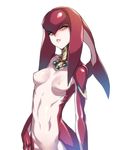  ban blush breasts fins gills highres looking_at_viewer medium_breasts mipha monster_girl navel nipples nude out-of-frame_censoring parted_lips solo stomach the_legend_of_zelda the_legend_of_zelda:_breath_of_the_wild upper_body zora 