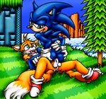  2017 absurd_res anal anal_penetration anthro balls big_eyes big_head canine duo erection fox happyanthro hedgehog hi_res male male/male mammal miles_prower nude penetration penis sex sonic_(series) sonic_the_hedgehog toony 