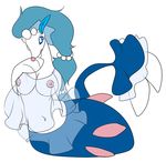  2017 anthro blue_eyes blue_hair breasts female feral hair long_hair looking_at_viewer mammal marine nintendo nipples nude pink_nose pinniped pok&eacute;mon primarina simple_background solo spicy_things unknown_artist video_games white_background white_skin 