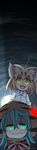  :d ahoge animal_ears aqua_eyes aqua_hair bad_id bad_pixiv_id bangs bare_shoulders blonde_hair bow bowtie cat_ears commentary_request crossed_bangs dark day eyebrows_visible_through_hair eyelashes glowing glowing_eyes highres hood hoodie jitome kemono_friends long_image looking_at_viewer multicolored_hair multiple_girls neck_ribbon open_mouth pink_ribbon ribbon sand_cat_(kemono_friends) shirt short_hair sleeveless sleeveless_shirt smile streaked_hair striped striped_clothes striped_hoodie sweat syego tall_image tareme teeth tree tsuchinoko_(kemono_friends) tunnel twitter_username upper_body wavy_mouth white_shirt yellow_eyes 