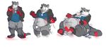  2016 anthro balls big_balls black_jacket black_nose blue_shirt blush claws clothed clothing digital_drawing_(artwork) digital_media_(artwork) drinking english_text erection fullheroo fur glowing glowing_penis grey_fur grey_shorts hindpaw hypnosis jacket jazzotter male mammal markings mind_control multicolored_fur mustelid obese otter overweight pawpads paws penis potion red_fur red_pawpads red_penis sequence shirt shorts simple_background slightly_chubby solo spiral_eyes standing teeth text torn_clothing two_tone_fur underwear weight_gain white_background white_underwear 