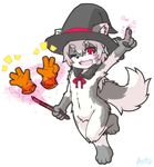 artist_request furry hat one_eye_closed red_eyes short_hair white_hair wofl 