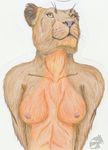  bust_(disambiguation) feline female lion mammal nude traditional_media_(artwork) yenza 