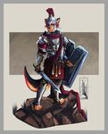  armor canine centurion dog gladius helmet invalid_color male mammal melee_weapon ornate palavenmoons pose roman ryse_son_of_some shield soldier sword volta_(oc) weapon 