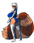  anthro big_breasts breasts butt clothed clothing female huge_breasts looking_at_viewer mammal raccoon shishikasama sketch solo standing 