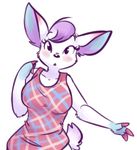  animal_crossing anthro blush breasts cervine clothing deer diana_(animal_crossing) eyelashes female fur hair half-length_portrait mammal nintendo pointing_at_self portrait purple_hair shirt slovenskiy solo video_games white_fur 