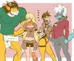  &lt;3 anthro balls big_penis clothed clothing female group humanoid humanoid_penis lizard lucario male male/female muscular nintendo overwatch penis pok&eacute;mon reptile scalie shishikasama smile standing tracer_(overwatch) video_games 
