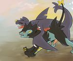  garchomp larvitar(artist) luxray nintendo pokemon 