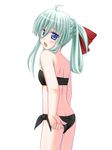  adjusting_clothes adjusting_swimsuit atsushima_you bikini butt_crack einhart_stratos flat_chest heterochromia long_hair looking_back lyrical_nanoha mahou_shoujo_lyrical_nanoha_vivid side-tie_bikini solo strapless swimsuit tubetop twintails wet 