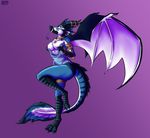  big_breasts breasts clothing collar dragon jewelry nipples pinup pose punishedkom scalie swimsuit undressing wings 