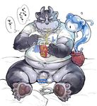  balls eating food male noodles paws penis ramen slightly_chubby tokyo_afterschool_summoners tsathoggua 