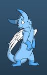  ambiguous_gender angel_dragon azora big_ears blue_fur blue_hair blue_skin cute dragon drawing feathered_wings feathers fur hair huppyleon hybrid invalid_tag mane pupiless_eyes solo white_feathers white_wings wings 