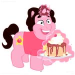  2016 alexyorim cartoon_network clothing crossover cutie_mark equine food fruit gem horn levitation magic mammal my_little_pony open_mouth plate ponification popcorn shirt smile steven_universe strawberry syrup together_breakfast unicorn waffles whipped_cream 