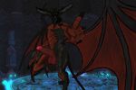 2017 anthro balls demon diabolos digital_media_(artwork) erection final_fantasy final_fantasy_xiv floating kuponutters looking_at_viewer male muscular muscular_male nude open_mouth penis solo square_enix video_games 