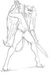  anthro arrow avian bow colorless drawing fantasy gryphon holding_(disambiguation) invalid_tag male paper pencil_(disambiguation) q-arts ribin sketch solo standing taking traditional_media_(artwork) 