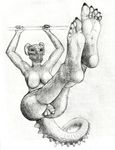  anus argonian balls barefoot breasts butt dickgirl foot_focus humanoid_penis intersex pencil_(artwork) penis presenting scalie skyfoxgp_(artist) the_elder_scrolls traditional_media_(artwork) uncut video_games 