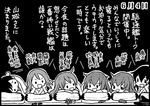  :d ahoge akatsuki_(kantai_collection) akebono_(kantai_collection) anchor_symbol barrette bell comic dated flat_cap flower futon greyscale hair_bobbles hair_down hair_ornament hairclip hairclip_removed hat hat_removed headwear_removed ikazuchi_(kantai_collection) inazuma_(kantai_collection) jingle_bell kantai_collection long_hair lying monochrome multiple_girls on_side on_stomach open_mouth otoufu pillow sazanami_(kantai_collection) smile translated ushio_(kantai_collection) v-shaped_eyebrows 
