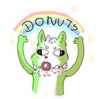  2017 anthro canine cute digital_media_(artwork) doughnut food hair happy heathecliff male mammal meme rainbow short_hair simple_background smile solo toony wolf 
