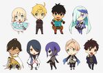  arash_(fate) armor arthur_pendragon_(fate) bare_shoulders black_hair blonde_hair blush brynhildr_(fate) chibi dark_skin dark_skinned_male dress fate/prototype fate/prototype:_fragments_of_blue_and_silver fate_(series) fingerless_gloves gloves green_eyes hassan_of_serenity_(fate) jekyll_and_hyde_(fate) kitano_tatsumi long_hair looking_at_viewer mask multiple_boys nakahara_(mu_tation) open_mouth ozymandias_(fate) paracelsus_(fate) ponytail purple_eyes purple_hair sajou_manaka short_hair silver_hair skull smile yellow_eyes 