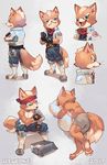  anthro boxers_(clothing) canine clothed clothing crossed_arms cute_fangs drinking fox fox_mccloud frown fully_clothed gloves headband looking_at_viewer male mammal multiple_poses neckerchief nintendo pawpads pillow_hug pose side_view signature sleeping smile solo standing star_fox topless underwear uniform uzucake video_games whiskers 