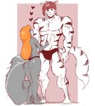  &lt;3 admiring anthro bulge canine clothing duo feline female male male/female mammal muscular shishikasama sketch smile standing tiger underwear 