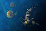 highres no_humans omanyte omastar pokemon polyacryla spikes underwater 