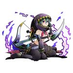  aqua_hair bare_shoulders black_pants breasts cleavage collarbone divine_gate full_body gauntlets hair_between_eyes hair_ornament hairclip hood karma_(road_to_dragons) medium_breasts official_art pants purple_eyes road_to_dragons shadow short_hair solo transparent_background ucmm weapon 