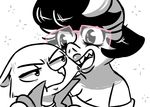  2017 anthro black_and_white breasts cleavage clothed clothing disney duo eyewear fan_character female glasses inkyfrog inkypig lipstick makeup male mammal mongoose monochrome open_mouth open_smile pig porcine simple_background smile sparkle white_background zootopia 