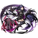  absurdly_long_hair ahoge anima_(road_to_dragon) black_footwear black_hair black_legwear black_sweater boots divine_gate full_body long_hair nail_polish official_art pink_nails red_eyes road_to_dragons solo sweater thigh_boots thighhighs transparent_background ucmm very_long_hair 