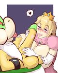  &lt;3 anthro big_breasts big_penis bowser_jr. breasts duo erection female huge_breasts huge_penis human human_on_anthro humanoid_penis interspecies kiss_mark koopa male male/female mammal mario_bros nintendo penis princess_peach scalie shishikasama smile video_games 