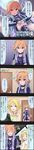  5koma :d aqua_eyes artist_request belt belt_buckle black_shirt blonde_hair blue_eyes blue_hair buckle chain_necklace character_name cinderella_girls_gekijou closed_eyes collar collarbone comic eighth_note fingerless_gloves gloves grand_piano green_shirt hand_on_head highres idolmaster idolmaster_cinderella_girls instrument jacket jewelry long_hair long_image multicolored_hair multiple_girls musical_note ninomiya_asuka official_art open_mouth orange_hair pendant piano pink_eyes purple_vest sheet_music shirt short_hair smile tall_image tareme translated two-tone_hair umeki_otoha vest white_jacket 