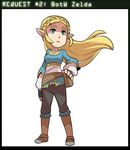  blonde_hair boots braid brown_footwear crown_braid full_body green_eyes long_hair mary_cagle pointy_ears ponytail pouch princess_zelda sidelocks solo the_legend_of_zelda the_legend_of_zelda:_breath_of_the_wild 