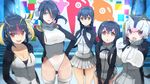  :d black_hair breasts cleavage emperor_penguin_(kemono_friends) gentoo_penguin_(kemono_friends) green_eyes group_name hair_over_one_eye hand_on_hip highres hood hooded_jacket hsin humboldt_penguin_(kemono_friends) jacket kemono_friends large_breasts leotard multicolored_hair multiple_girls open_mouth orange_eyes penguins_performance_project_(kemono_friends) pink_hair pleated_skirt ponytail purple_eyes rockhopper_penguin_(kemono_friends) royal_penguin_(kemono_friends) skirt smile thighhighs white_hair white_legwear yellow_eyes 