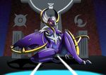  absurd_res anthro breasts female hi_res kneeling looking_at_viewer lunala nintendo pok&eacute;mon presenting pussy seductive solo spread_legs spreading veldazik video_games 