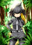  bird_wings black_hair bodysuit gloves head_wings kemono_friends looking_at_viewer marubonman pantyhose shoebill_(kemono_friends) solo wings yellow_eyes 