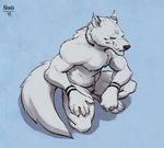  2017 3_toes 5_fingers animal_genitalia anthro biceps blue_eyes canine claws crouching digital_drawing_(artwork) digital_media_(artwork) digitigrade fangs feline front_view full-length_portrait fur hair half-erect long_hair looking_at_viewer lying male mammal markings muscular muscular_male navel nawka nipples nude pecs penis portrait pubes sharp_teeth sheath signature simple_background solo stripes teeth tiger toe_claws toes triceps unknown_character white_fur 