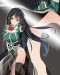  black_gloves black_hair black_legwear blush breasts brown_eyes censored chikuma_(kantai_collection) elbow_gloves gloves highres kantai_collection large_breasts light_censor long_hair long_skirt looking_at_viewer mtu_(orewamuzituda) no_panties pelvic_curtain puffy_short_sleeves puffy_sleeves remodel_(kantai_collection) short_sleeves single_glove single_thighhigh skirt smile solo thighhighs 