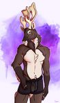  animal_genitalia anthro antlers balls buck_(icehawk) cervine clothing fluffy horn icehawk male mammal mostly_nude reindeer sheath solo soyuz translucent transparent_clothing underwear 